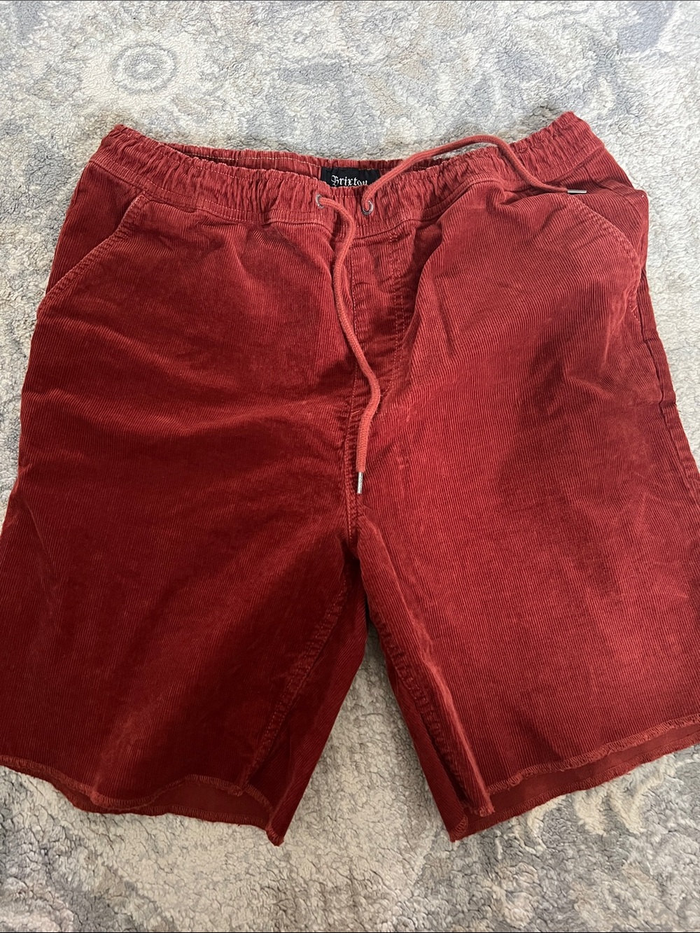 Brixton Deep Red Corduroy Drawstring Shorts